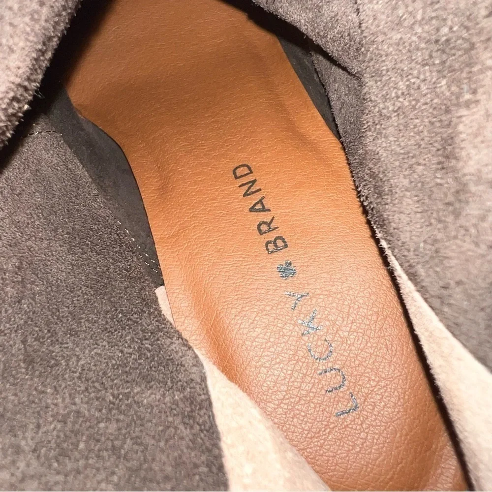 Lucky Brand Lahela Suede Booties Brown Metallic Size 6.5‎
